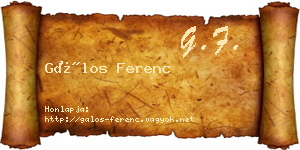 Gálos Ferenc névjegykártya