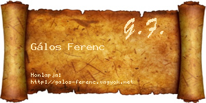Gálos Ferenc névjegykártya